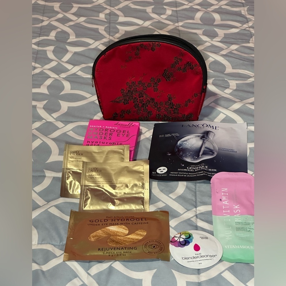 Spa Day Bundle • Estee Lauder • Lancôme • Hydrogel Eye Masks -  Cosmetic Bag